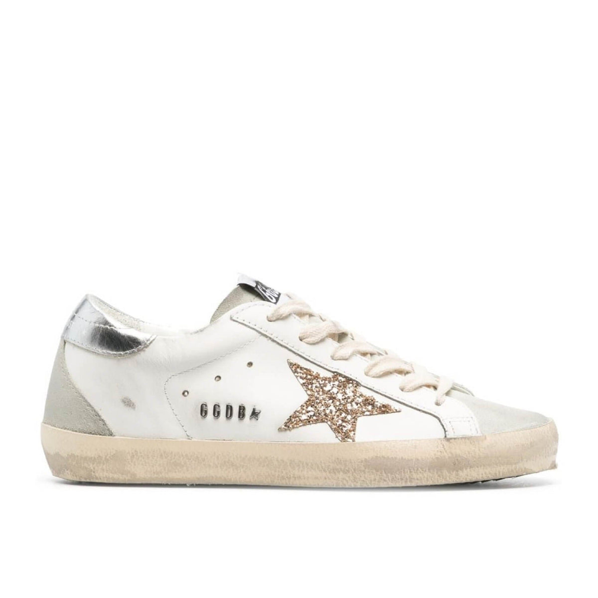 Super-Star Gold Glitter Star Silver Heel Tab