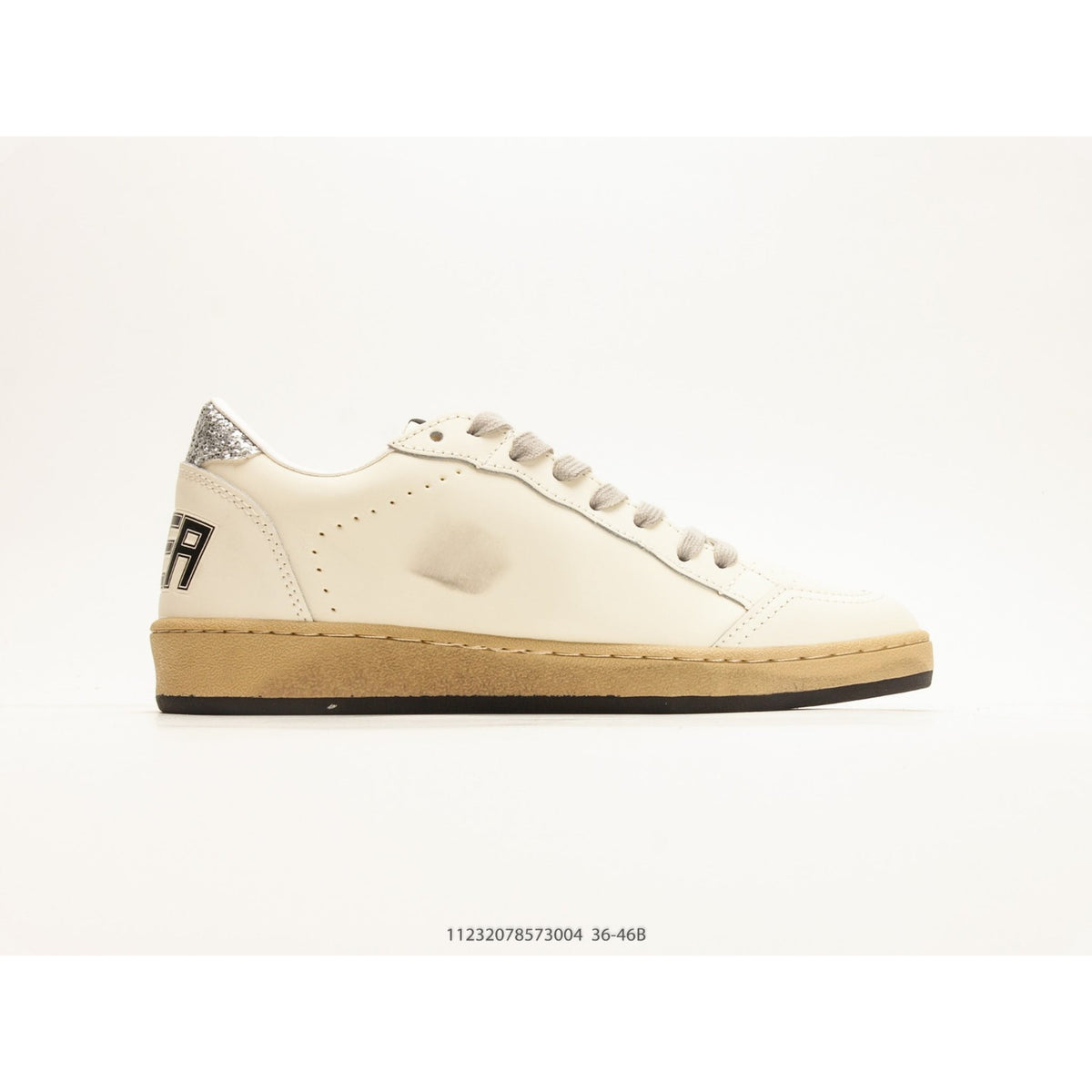 Ball-Star White Nappa Silver Glitter Star Heel