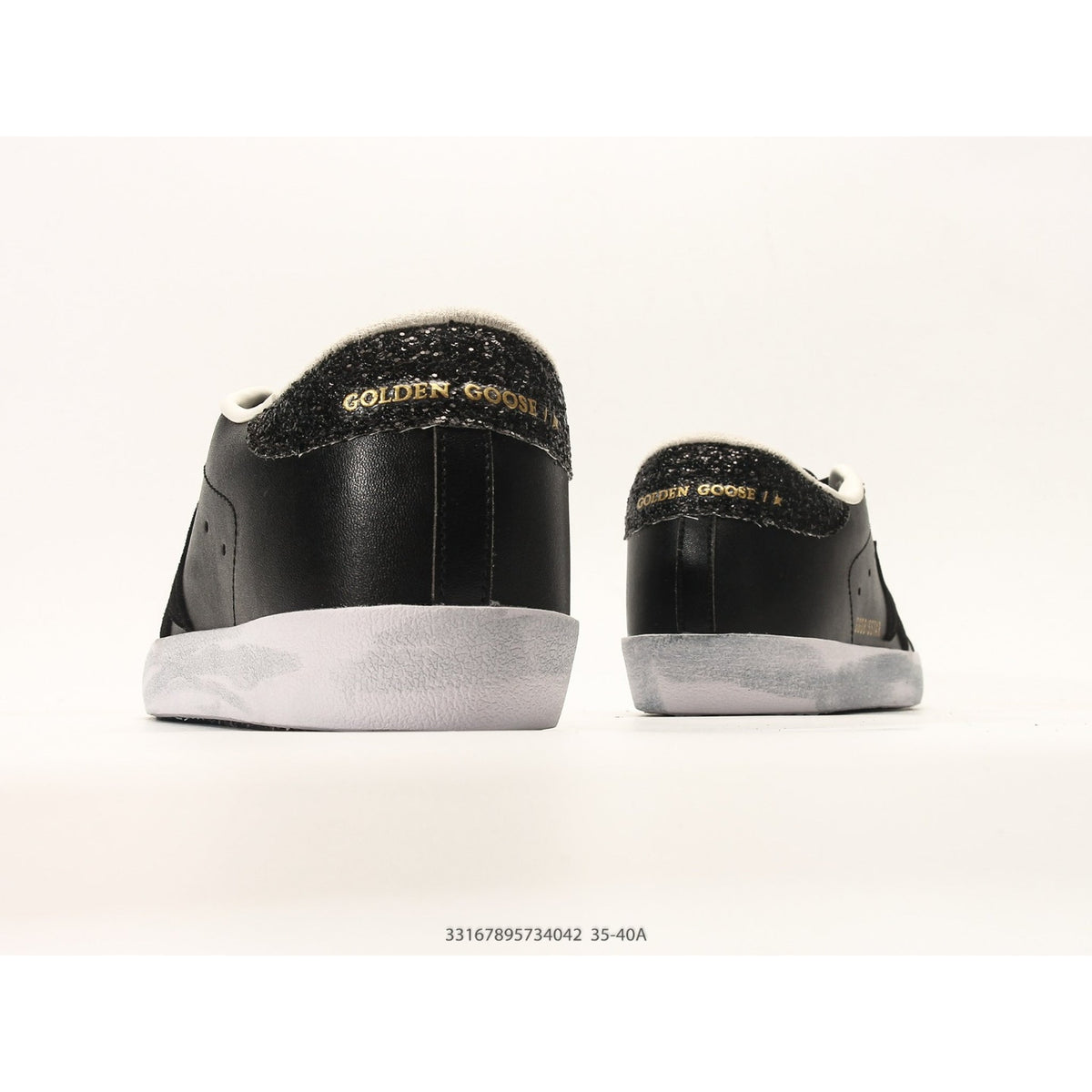 Super-Star In Black Leather With Black Glitter Star