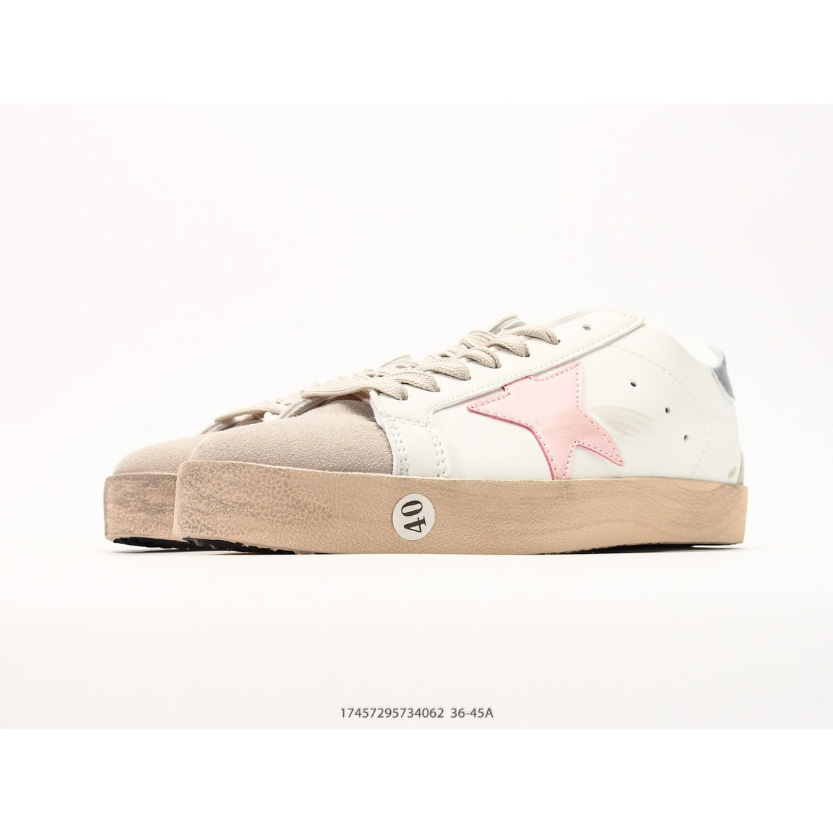 Super-Star White Nappa Pink Metallic Leather Star