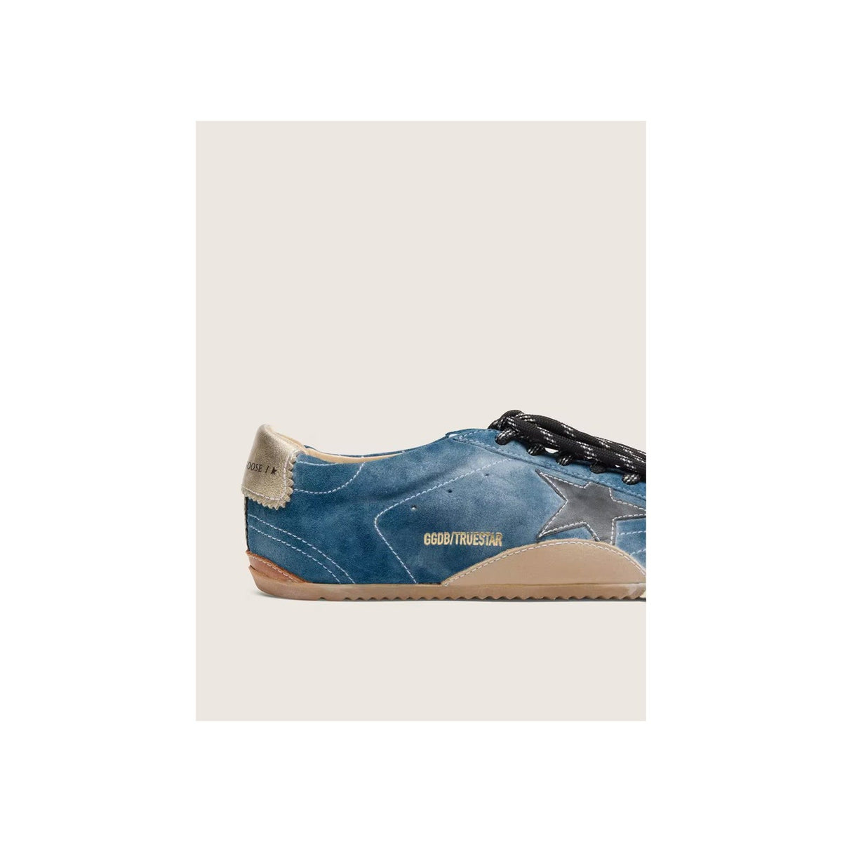 True-Star Teal Suede Black Star Cream Heel Tab