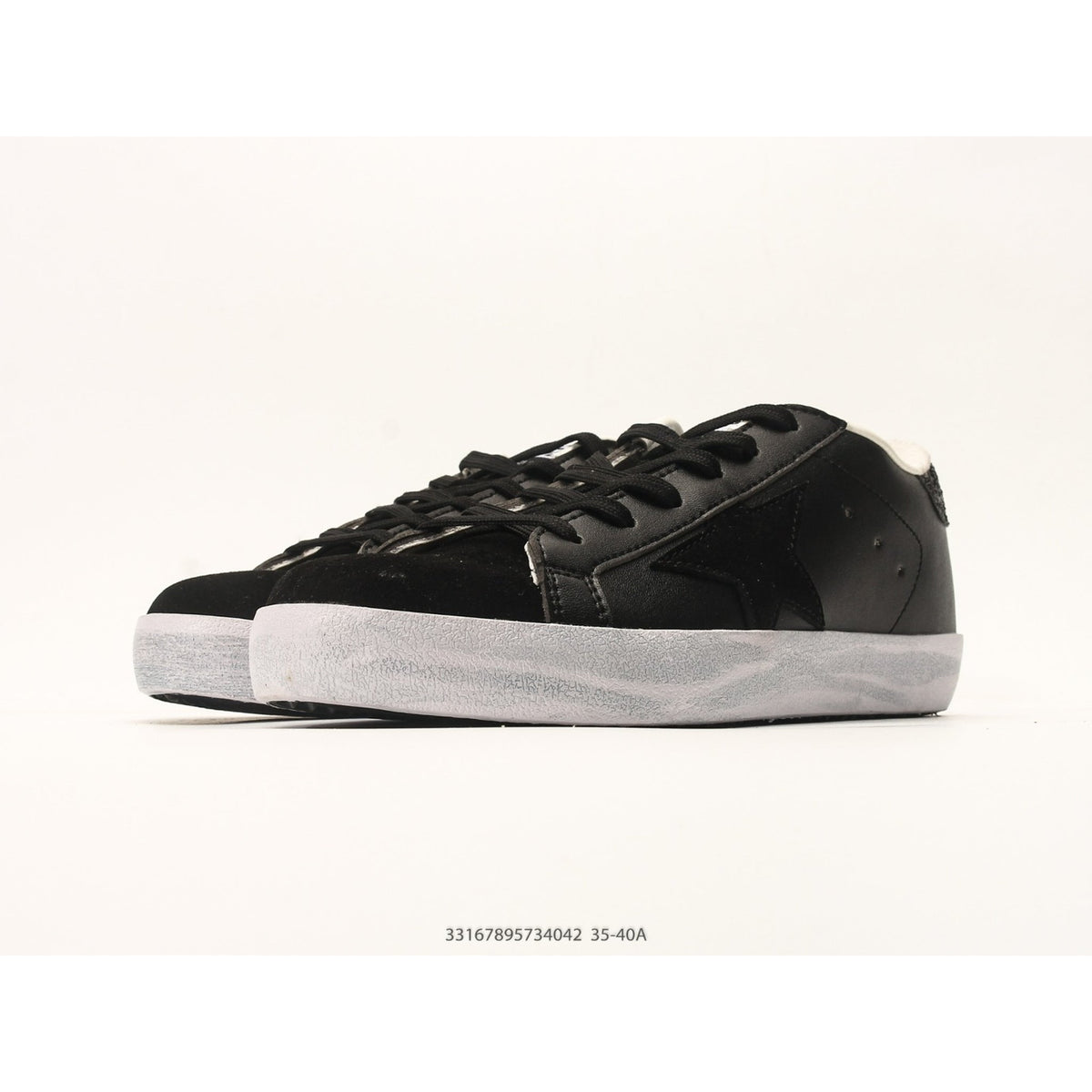 Super-Star In Black Leather With Black Glitter Star