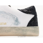 Super-Star In Nappa Leather With Gold Glitter Star And Black Glitter Heel Tab