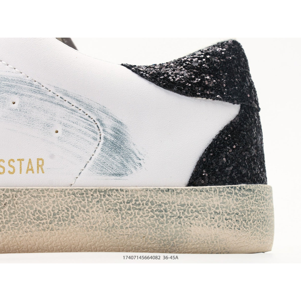Super-Star In Nappa Leather With Gold Glitter Star And Black Glitter Heel Tab