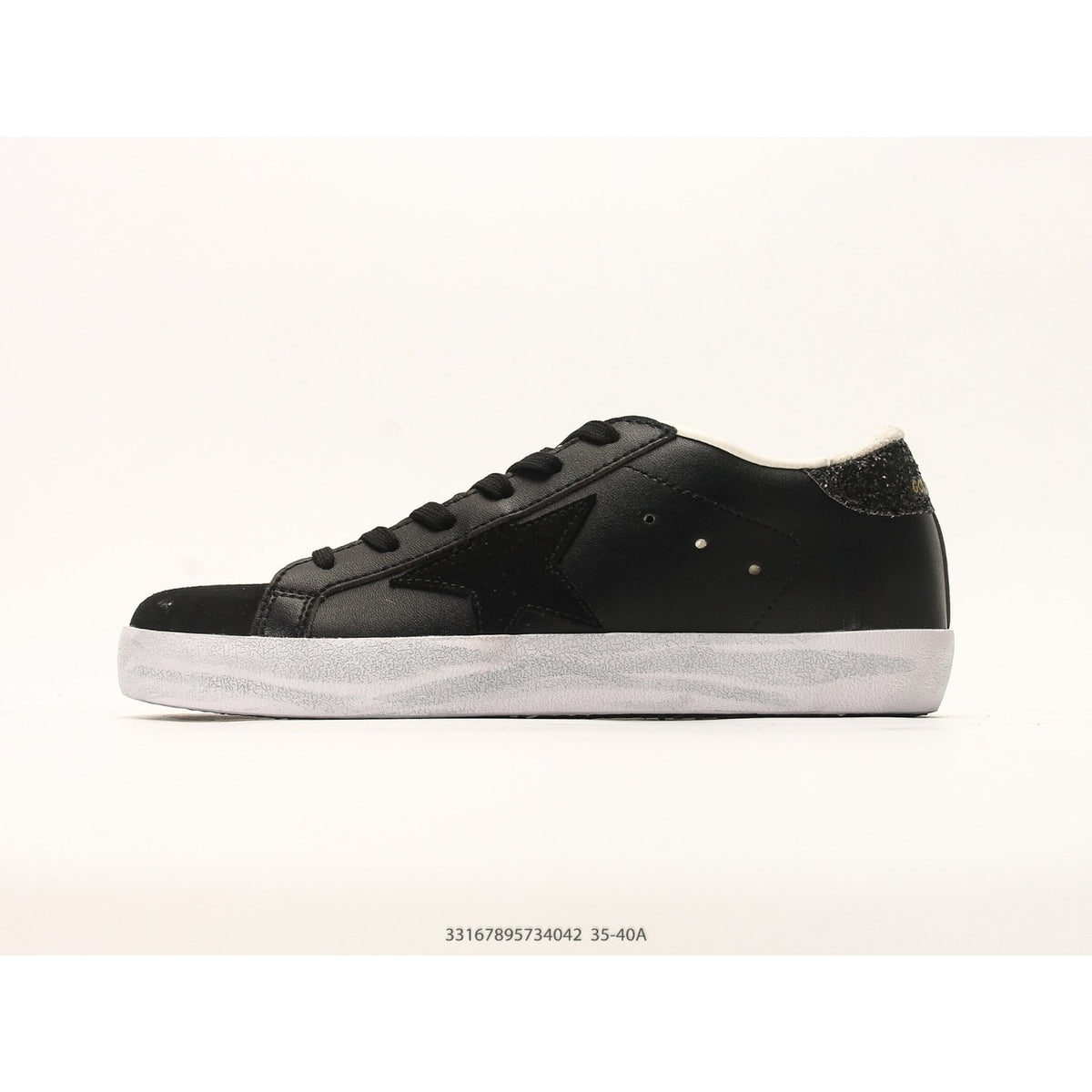 Super-Star In Black Leather With Black Glitter Star