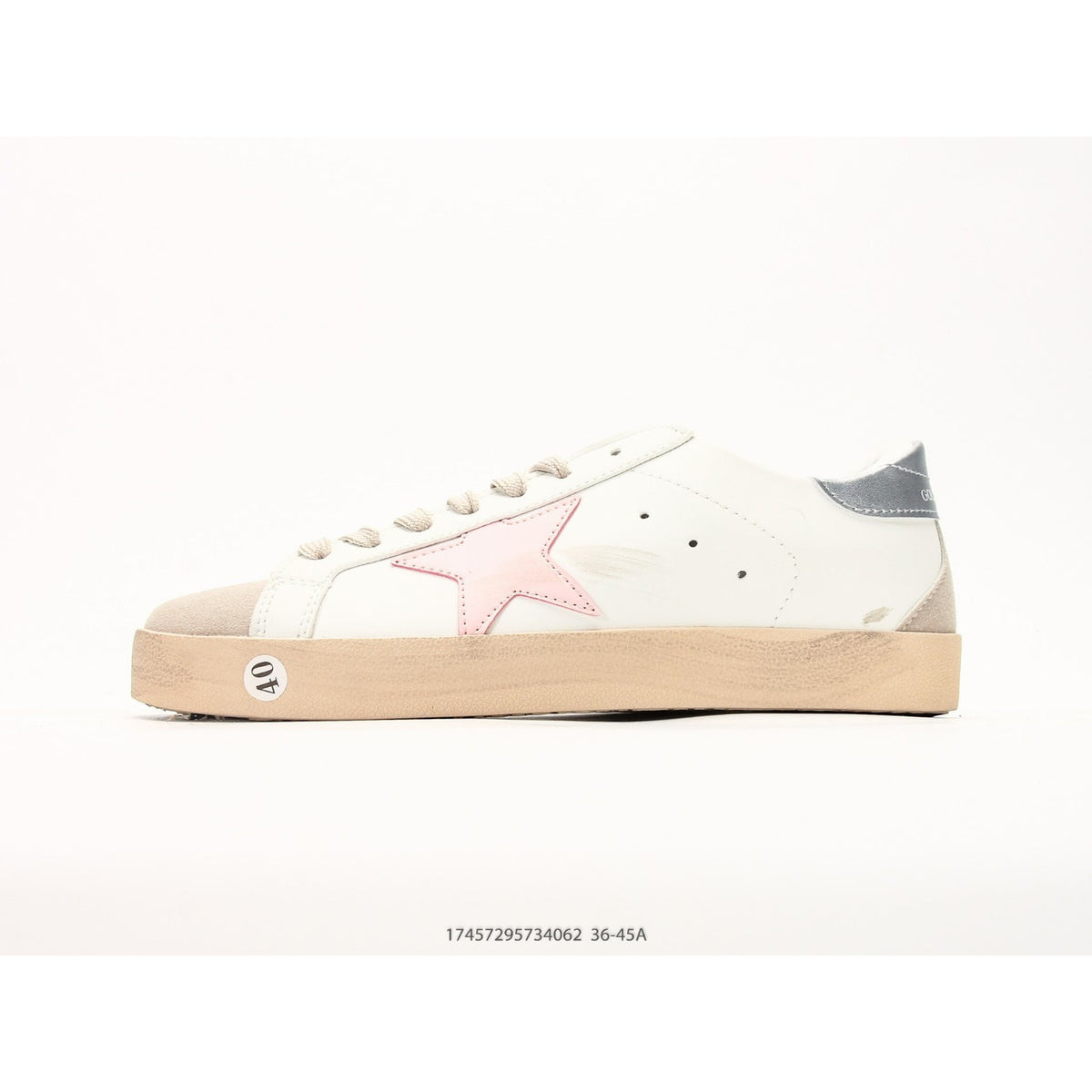 Super-Star White Nappa Pink Metallic Leather Star