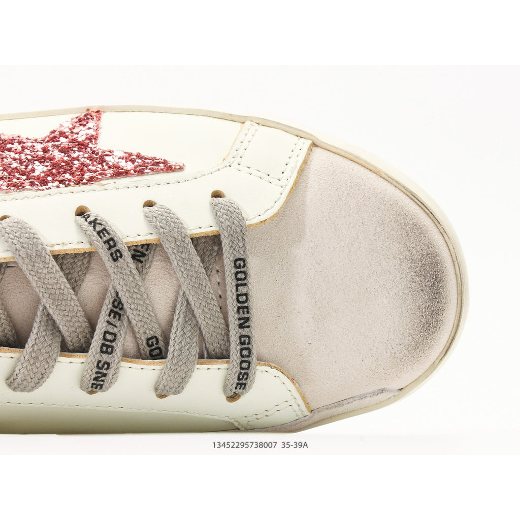 Super-Star Sabot With Pink Glitter Star And Suede Toe