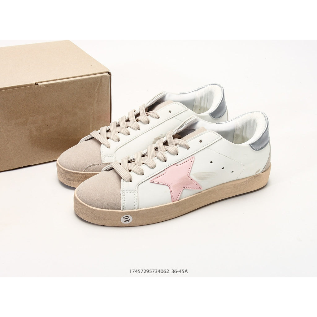 Super-Star White Nappa Pink Metallic Leather Star