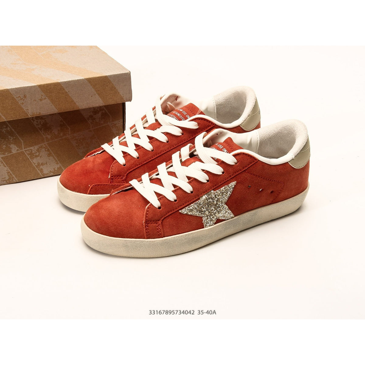 Super-Star In Rust-Red Suede With Silver Glitter Star
