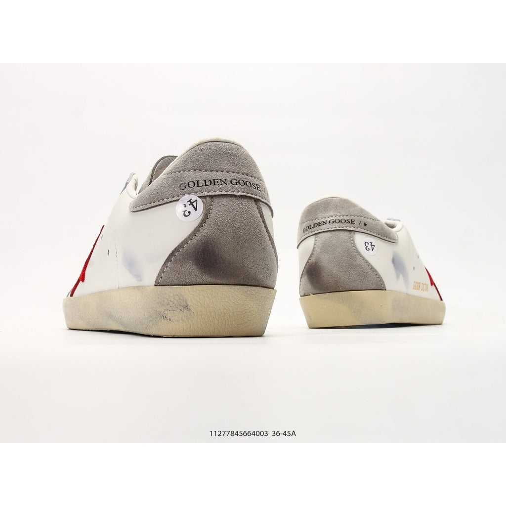 Super-Star White Leather Red Suede Star