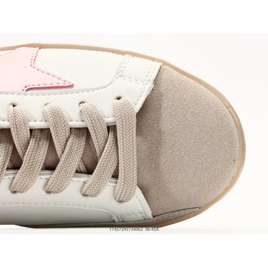 Super-Star White Nappa Pink Metallic Leather Star