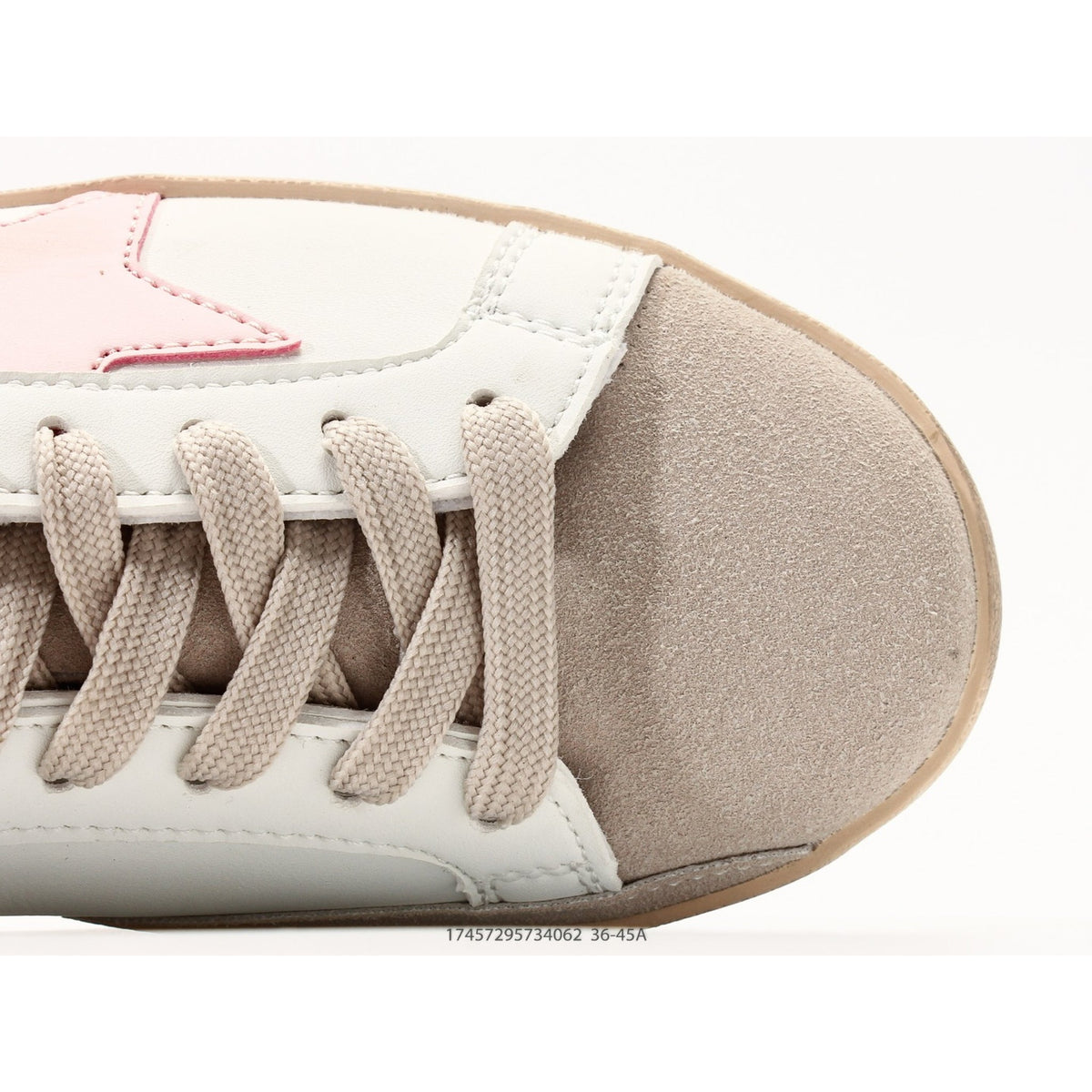 Super-Star White Nappa Pink Metallic Leather Star
