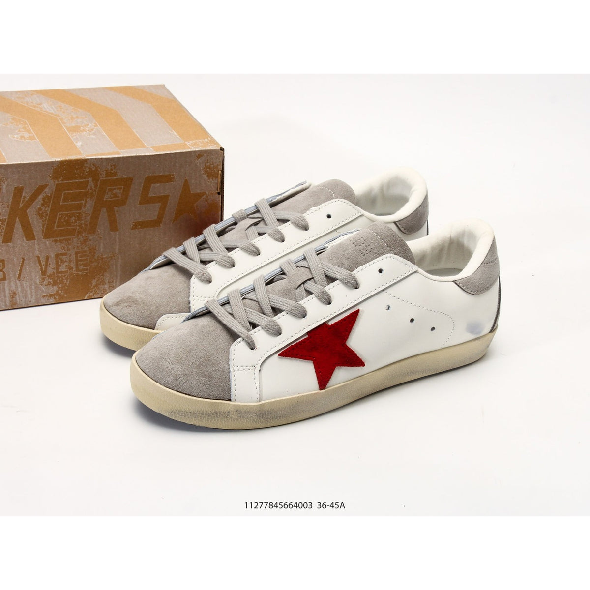 Super-Star White Leather Red Suede Star