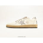 Ball-Star White Nappa Silver Glitter Star Heel