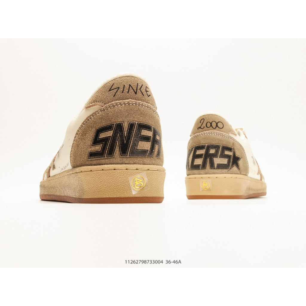 Ball Star Beige And White Leather Sneakers