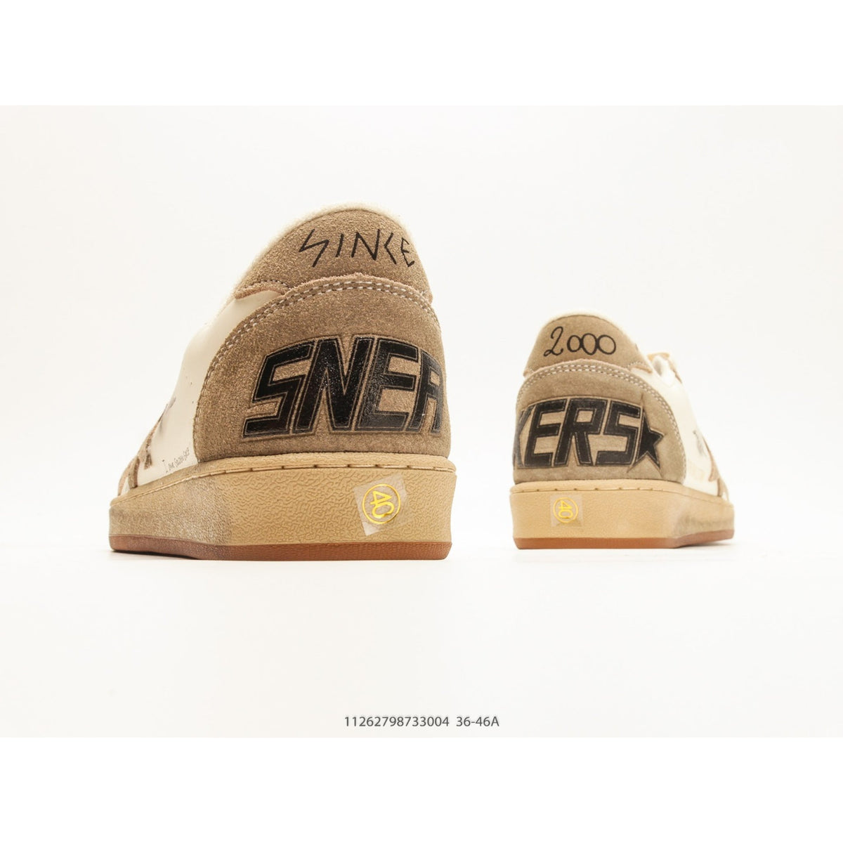 Ball Star Beige And White Leather Sneakers