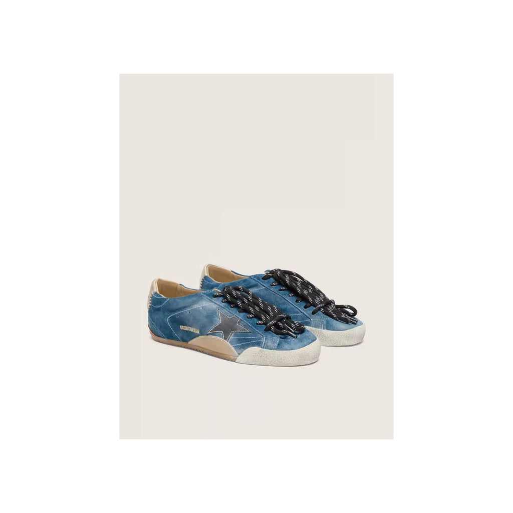 True-Star Teal Suede Black Star Cream Heel Tab