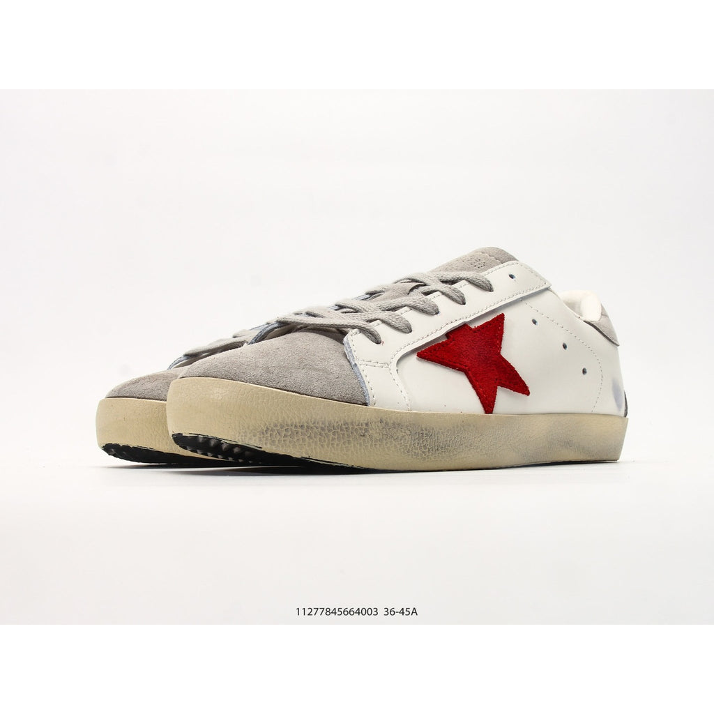 Super-Star White Leather Red Suede Star