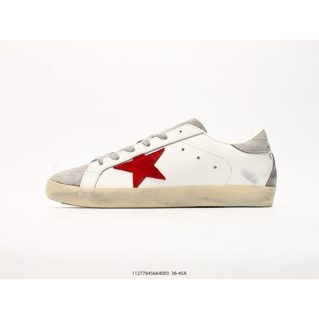 Super-Star White Leather Red Suede Star