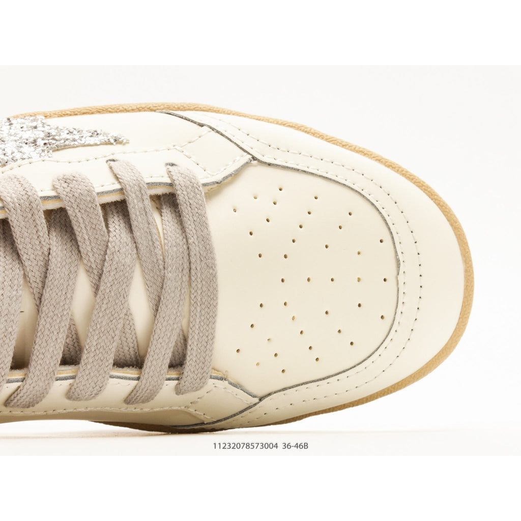 Ball-Star White Nappa Silver Glitter Star Heel