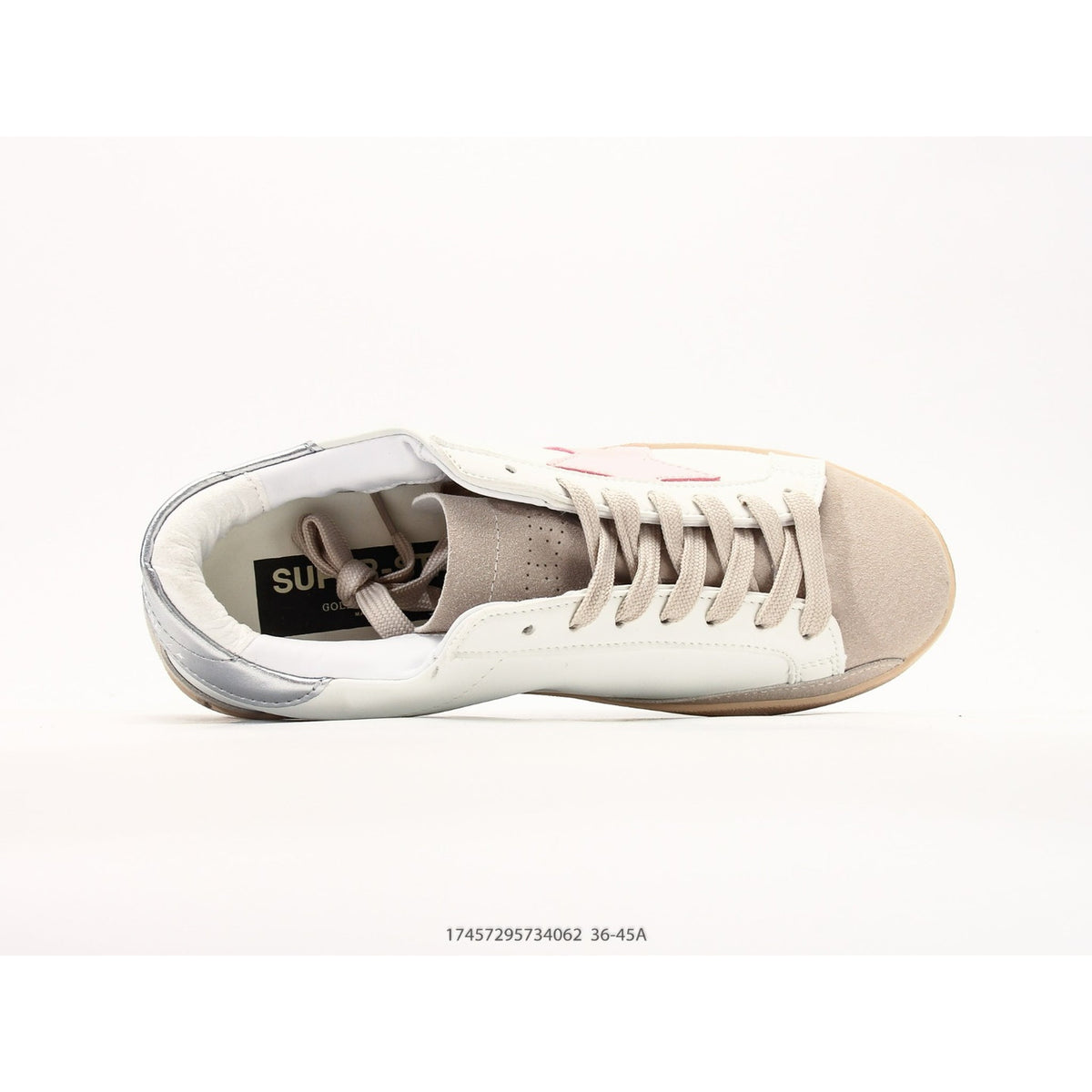 Super-Star White Nappa Pink Metallic Leather Star