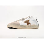 Super-Star In Nappa Leather With Gold Glitter Star And Black Glitter Heel Tab