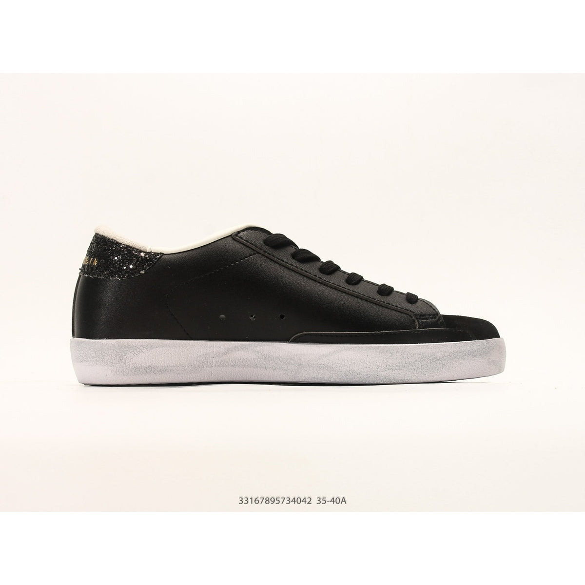 Super-Star In Black Leather With Black Glitter Star