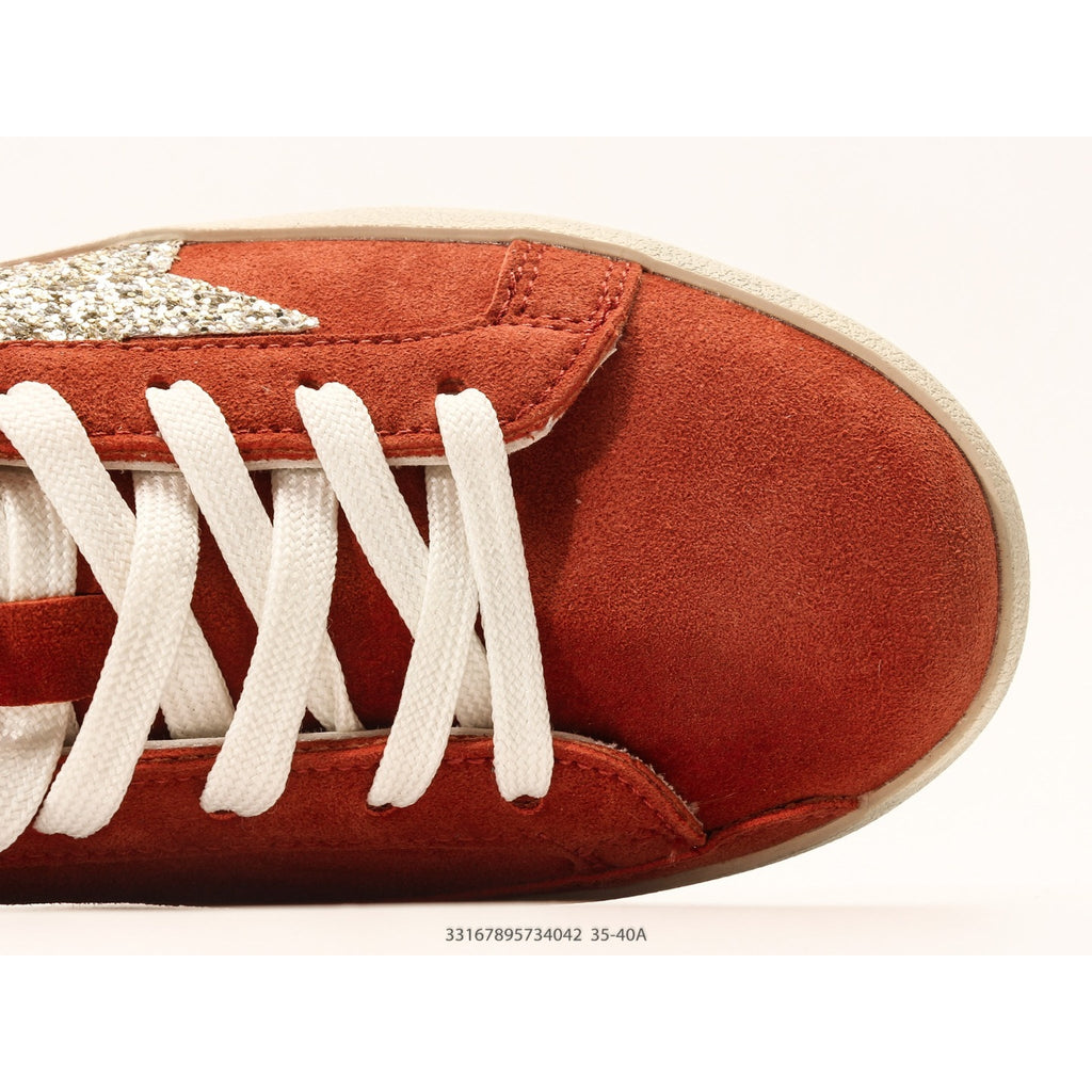 Super-Star In Rust-Red Suede With Silver Glitter Star