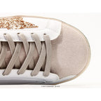 Super-Star In Nappa Leather With Gold Glitter Star And Black Glitter Heel Tab