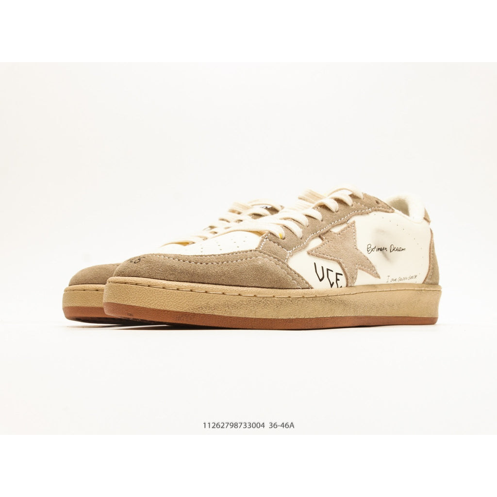 Ball Star Beige And White Leather Sneakers