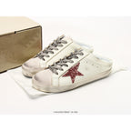 Super-Star Sabot With Pink Glitter Star And Suede Toe