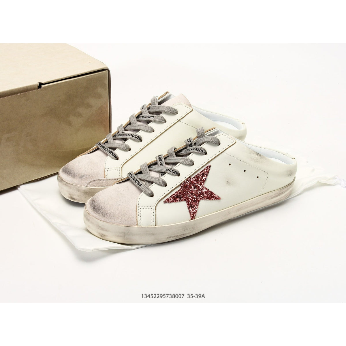 Super-Star Sabot With Pink Glitter Star And Suede Toe