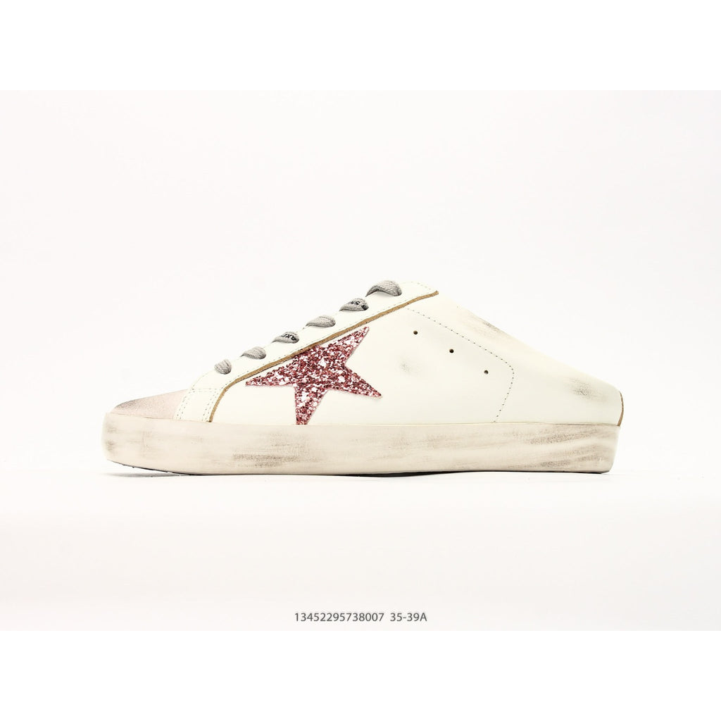 Super-Star Sabot With Pink Glitter Star And Suede Toe