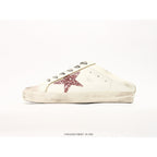 Super-Star Sabot With Pink Glitter Star And Suede Toe