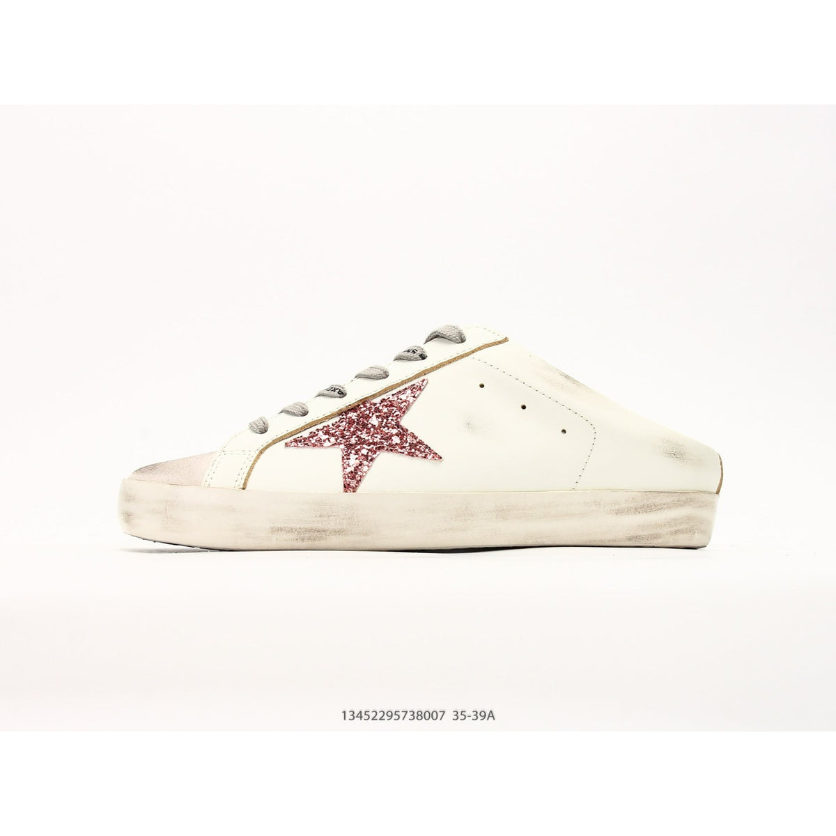 Super-Star Sabot With Pink Glitter Star And Suede Toe