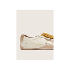 True-Star White Nappa Leather Gold Star Beige Suede Heel Tab