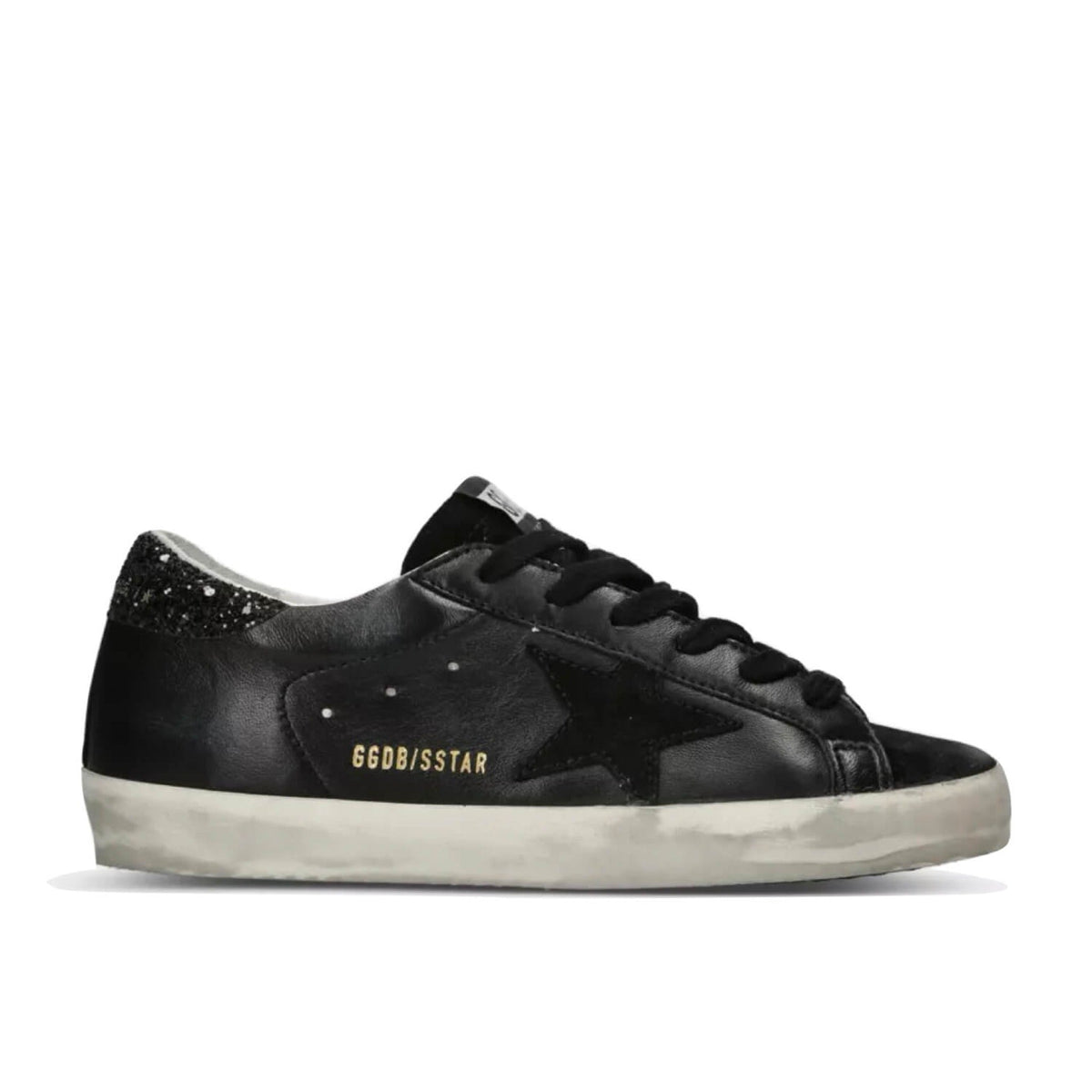 Super-Star Black Glitter Heel Tab