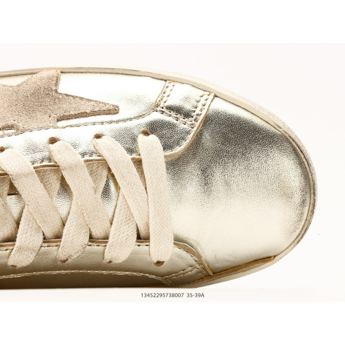 Super-Star Sabots In Platinum Foiled Leather With Beige Suede