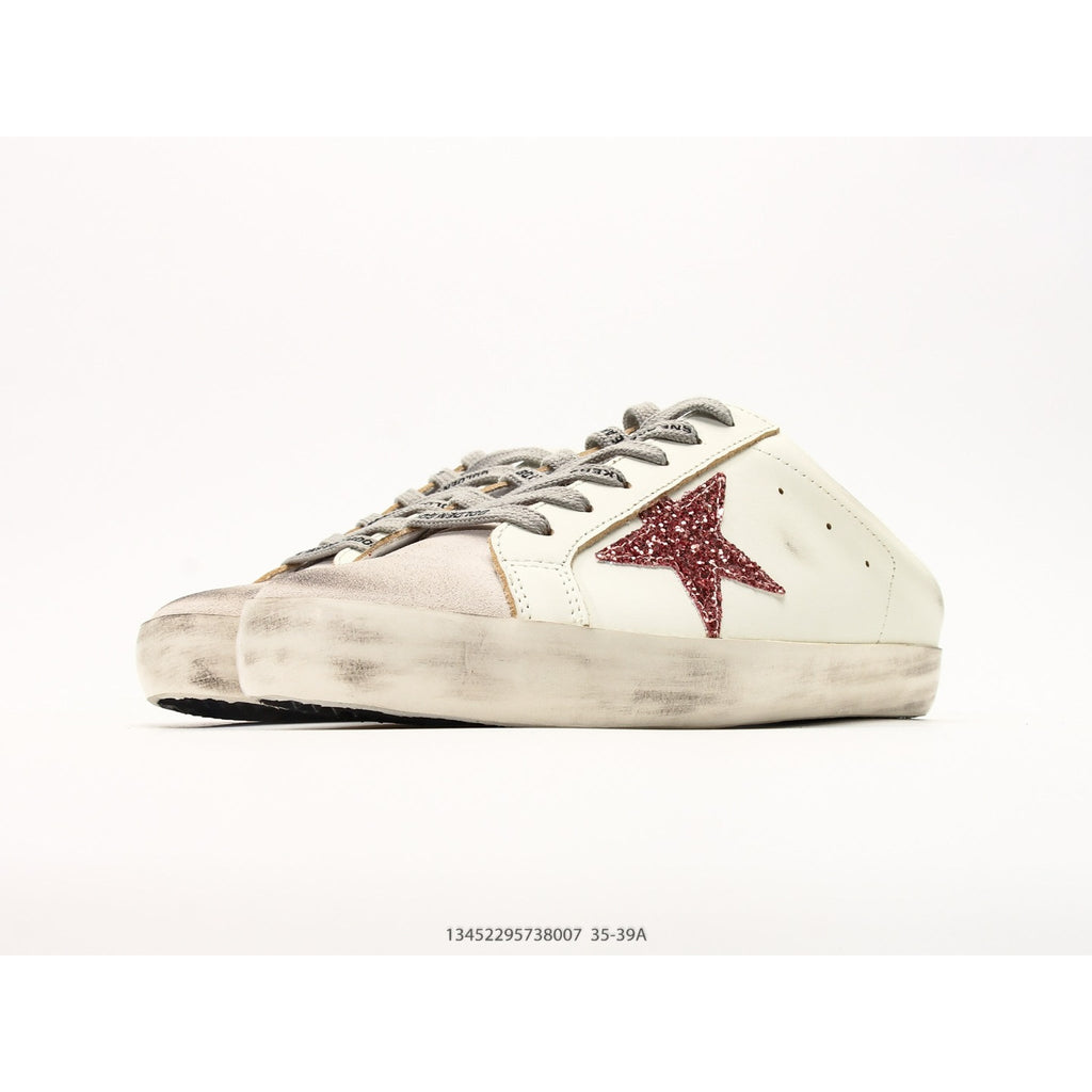 Super-Star Sabot With Pink Glitter Star And Suede Toe