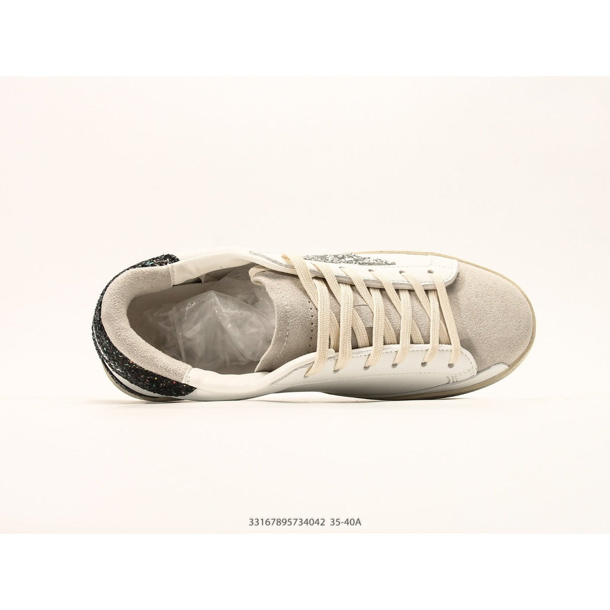 Super-Star With Silver Star And Brown Glitter Heel