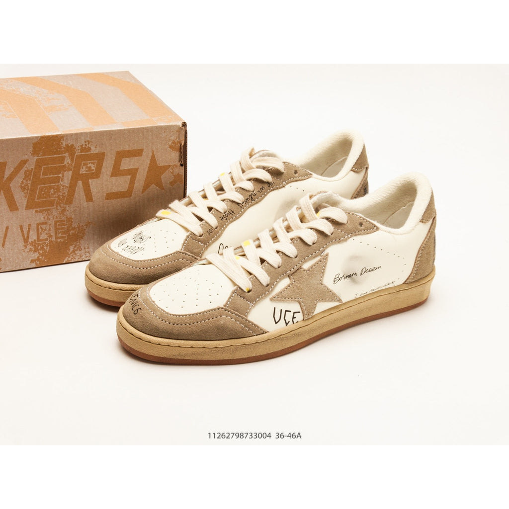 Ball Star Beige And White Leather Sneakers