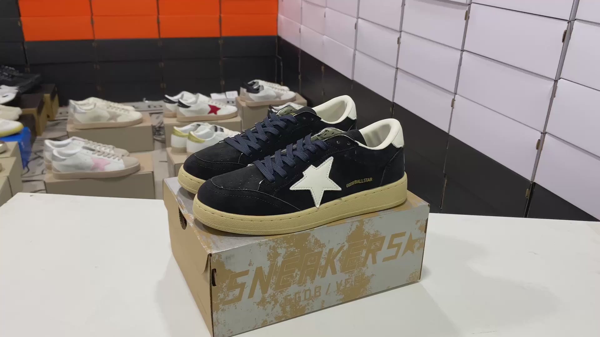 Ball Star Dark Blue Suede White Leather Star Dark Blue Heel Tab