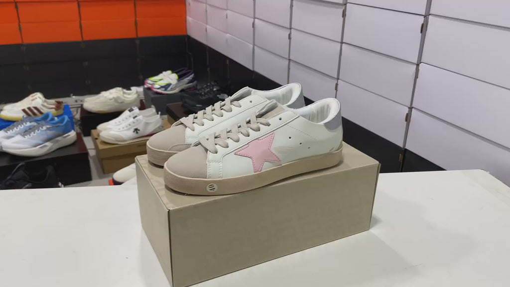 Super-Star White Nappa Pink Metallic Leather Star
